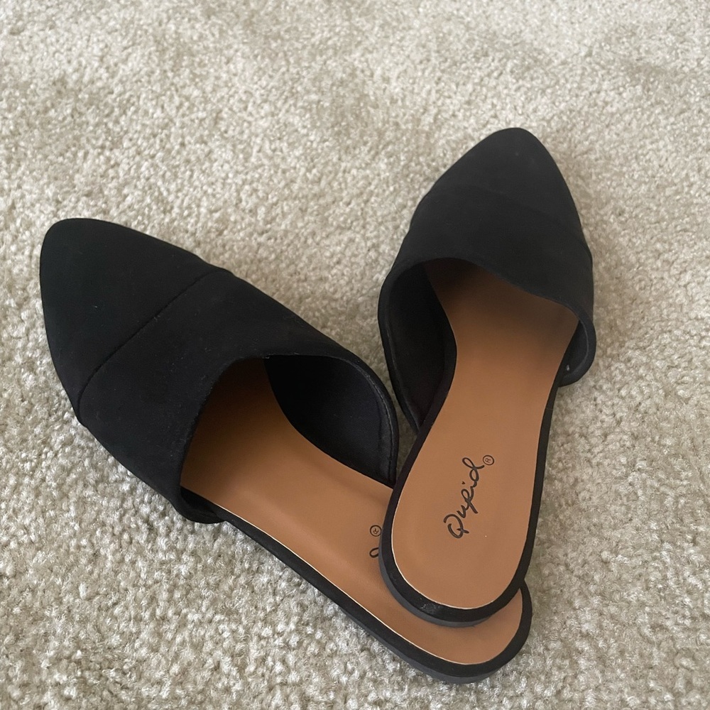 Black casual suede flats